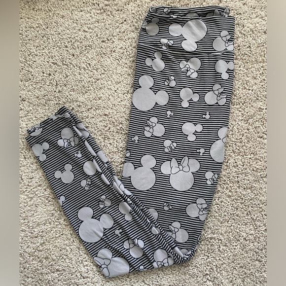TC LuLaRoe Disney Mickey Minnie Head Tall Curvy Leggings - Picture 1 of 6